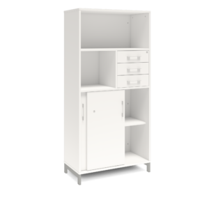 Origpic a — Bokhylla med delvis skjutdörrar & lådor  DNA – VIT – 2 storlekar. Från: