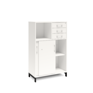 Origpic f — Bokhylla med delvis skjutdörrar & lådor  DNA – VIT – 2 storlekar. Från: