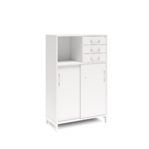 Origpic ffa — Bokhylla med delvis skjutdörrar & lådor  DNA – VIT – 2 storlekar. Från: