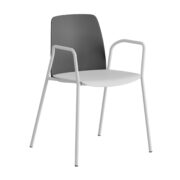 Origpic — Choice – Plaststol med armstöd och vitt stativ