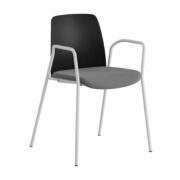 Origpic e — Choice stol –  Tygsits med armstöd – vit stativ