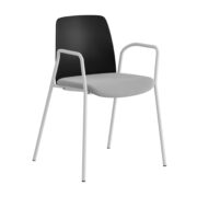 Origpic e — Choice stol –  Tygsits med armstöd – vit stativ