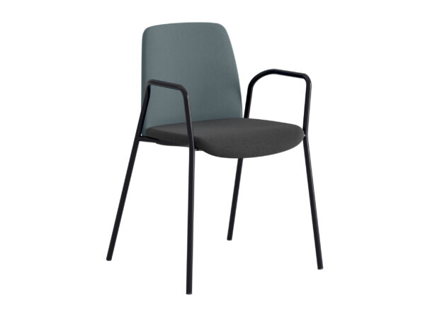 Origpic e — Choice – Tygklädd stol med armstöd och svart stativ