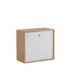 Origpic — Småland Skjutdörrskåp ek – Bredd 80 cm x Höjd 72 cm. Dörrar Vit, grå eller ek.