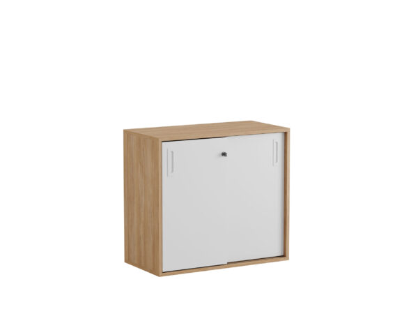 Origpic — Småland Skjutdörrskåp ek – Bredd 80 cm x Höjd 72 cm.  Dörrar Vit, grå eller ek.