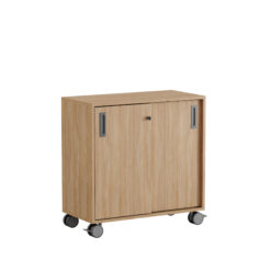Origpic b d — Småland Skjutdörrskåp ek med hjul – 80 cm x 81 cm