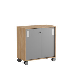 Origpic da e — Småland Skjutdörrskåp ek med hjul – 80 cm x 81 cm