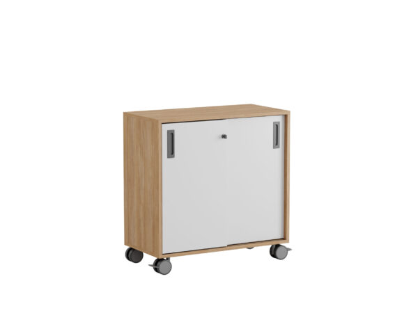 Origpic a df — Småland Skjutdörrskåp ek med hjul – 80 cm x 81 cm