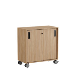 Origpic b d — Småland Skjutdörrskåp ek med hjul – 80 cm x 81 cm