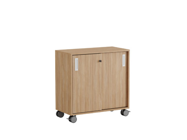 Origpic eb — Småland Skjutdörrskåp ek med hjul – 80 cm x 81 cm