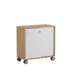 Origpic ba e — Småland Skjutdörrskåp ek med hjul – 80 cm x 81 cm