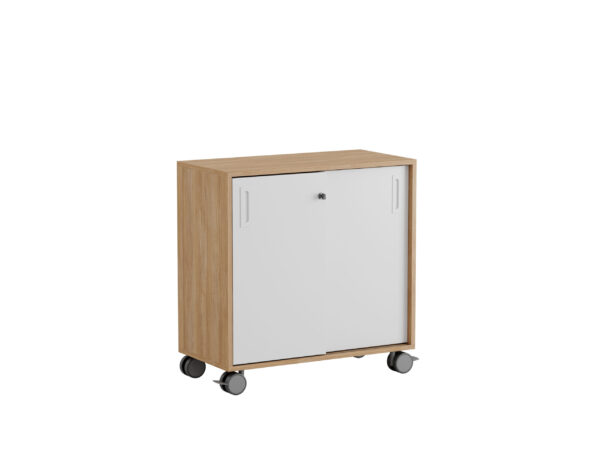 Origpic ba e — Småland Skjutdörrskåp ek med hjul – 80 cm x 81 cm