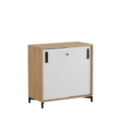 Origpic f — Småland Skjutdörrskåp ek med metallfötter –  80 cm x  73,5 cm