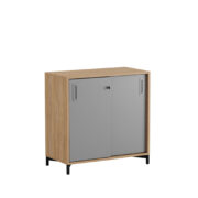 Origpic cc — Småland Skjutdörrskåp ek med metallfötter –  80 cm x  73,5 cm