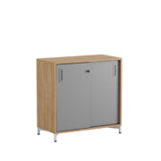 Origpic d — Småland Skjutdörrskåp ek med metallfötter –  80 cm x  73,5 cm