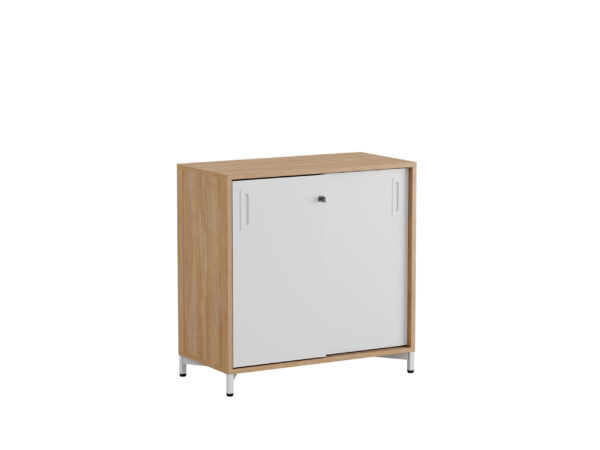 Origpic d — Småland Skjutdörrskåp ek med metallfötter –  80 cm x  73,5 cm