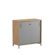 Origpic b eb — Småland Skjutdörrskåp ek med metallfötter –  80 cm x  73,5 cm