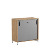 Origpic ed — Småland Skjutdörrskåp ek med metallfötter –  80 cm x  73,5 cm