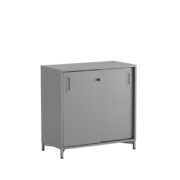 Småland Skjutdörrskåp grå med metallfötter – Bredd 80 cm x Höjd 73,5 cm – Dörrar Vit, grå eller ek.