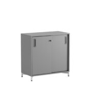 Origpic a — Småland Skjutdörrskåp grå med metallfötter – Bredd 80 cm x Höjd 73,5 cm – Dörrar Vit, grå e