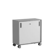 Origpic ca — Småland Skjutdörrskåp grå med hjul – 80 cm x 81 cm