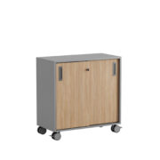 Origpic e — Småland Skjutdörrskåp grå med hjul – 80 cm x 81 cm