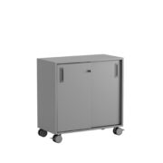 Origpic b e — Småland Skjutdörrskåp grå med hjul – 80 cm x 81 cm