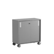 Origpic f f — Småland Skjutdörrskåp grå med hjul – 80 cm x 81 cm