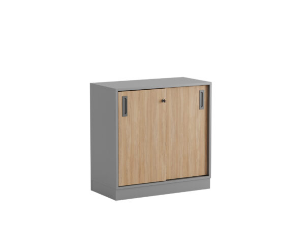 Origpic eb — Småland Skjutdörrskåp grå med sockel – Bredd 80 cm x Höjd 80 cm – Dörrar Vit, grå eller ek.