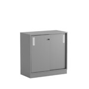 Origpic f — Småland Skjutdörrskåp grå med sockel – Bredd 80 cm x Höjd 80 cm – Dörrar Vit, grå eller ek.