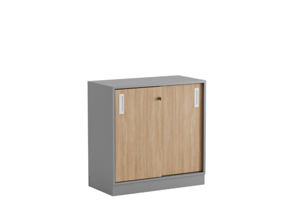 Origpic bb fa — Småland Skjutdörrskåp grå med sockel – Bredd 80 cm x Höjd 80 cm – Dörrar Vit, grå eller