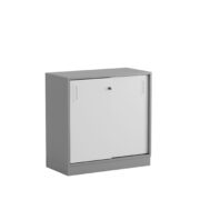 Origpic f ed — Småland Skjutdörrskåp grå med sockel – Bredd 80 cm x Höjd 80 cm – Dörrar Vit, grå eller e