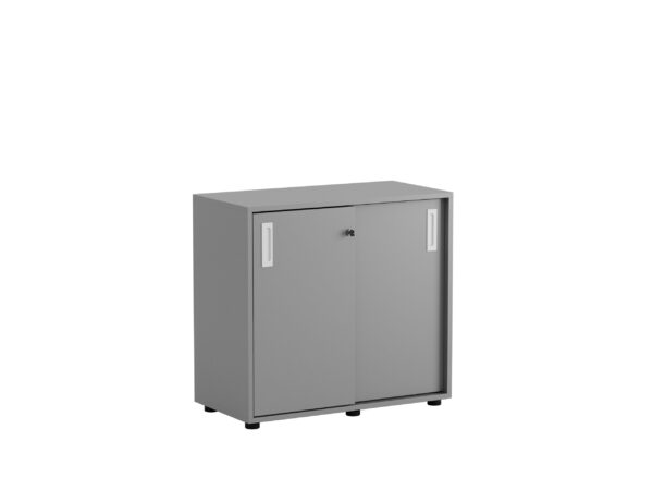 Origpic e — Småland Skjutdörrskåp grå med plast fötter – 80 cm x 73,5 cm