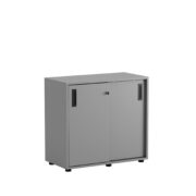 Origpic dc — Småland Skjutdörrskåp grå med plast fötter  –  80 cm x  73,5 cm