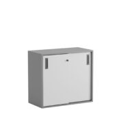 Origpic de — Småland Skjutdörrskåp grå  – Bredd 80 cm x Höjd 72 cm.  Dörrar Vit, grå eller ek.