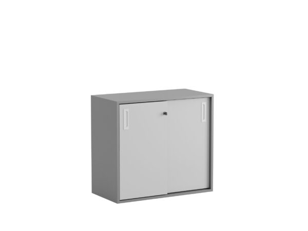 Origpic c — Småland Skjutdörrskåp grå  – Bredd 80 cm x Höjd 72 cm.  Dörrar Vit, grå eller ek.