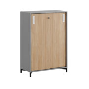 Origpic dbd c — Småland Skjutdörrskåp grå med metallfötter – Bredd 80 cm x Höjd 115,5 cm, Vit, grå eller ek. F