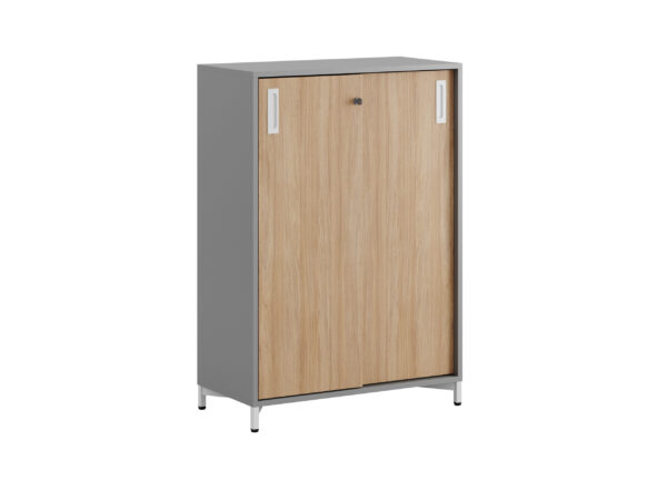Småland Skjutdörrskåp grå med metallfötter – Bredd 80 cm x Höjd 115,5 cm, Vit, grå eller ek. Från:
