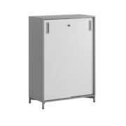 Småland Skjutdörrskåp grå med metallfötter – Bredd 80 cm x Höjd 115,5 cm, Vit, grå eller ek. Från: