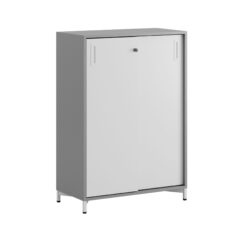 Småland Skjutdörrskåp grå med metallfötter – Bredd 80 cm x Höjd 115,5 cm, Vit, grå eller ek. Från: