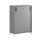 Småland Skjutdörrskåp grå med metallfötter – Bredd 80 cm x Höjd 115,5 cm, Vit, grå eller ek. Från: