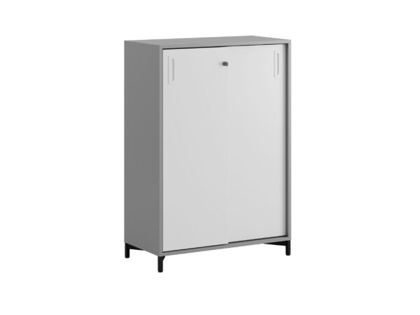 Småland Skjutdörrskåp grå med metallfötter – Bredd 80 cm x Höjd 115,5 cm, Vit, grå eller ek. Från: