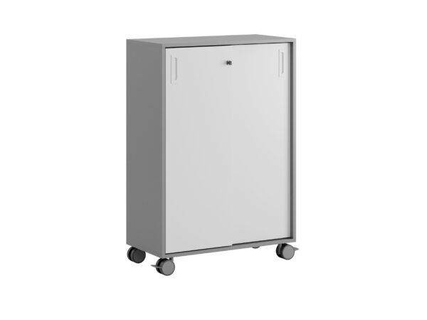 Origpic d — Småland Skjutdörrskåp grå med hjul – 80×116 cm