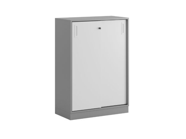 Origpic c f — Småland Skjutdörrskåp grå med sockel – Bredd 80 cm x Höjd 115,5 cm, Vit, grå eller ek. Från: