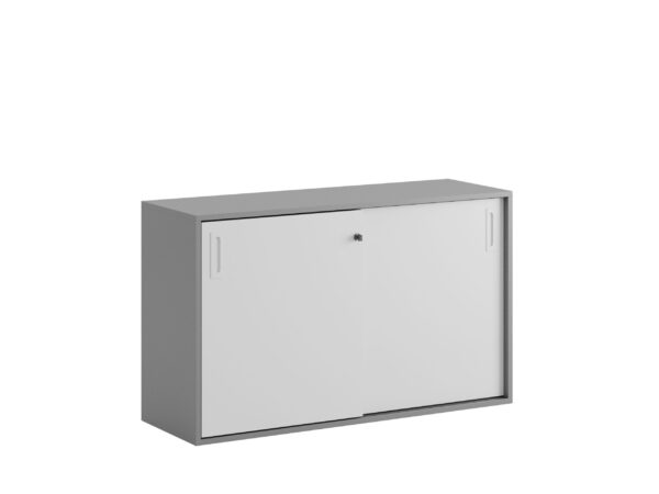 Origpic a c — Småland Skjutdörrskåp grå – Bredd 120 cm x Höjd 72 cm, Vit, grå eller ek. Från: