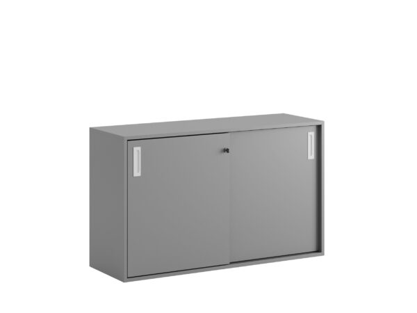 Origpic — Småland Skjutdörrskåp grå – Bredd 120 cm x Höjd 72 cm, Vit, grå eller ek. Från: