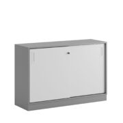 Origpic c f — Småland Skjutdörrskåp grå med sockel – 120 cm x  80 cm