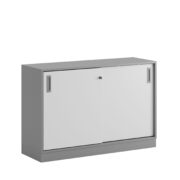 Origpic d d — Småland Skjutdörrskåp grå med sockel – 120 cm x  80 cm