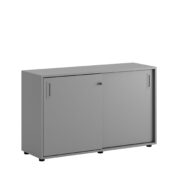 Småland Skjutdörrskåp grå med plastfötter – Bredd 120 cm x Höjd 73,5 cm, Vit, grå eller ek. Från: