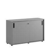 Origpic d f — Småland Skjutdörrskåp grå med plastfötter – Bredd 120 cm x Höjd 73,5 cm, Vit, grå eller ek. Frå